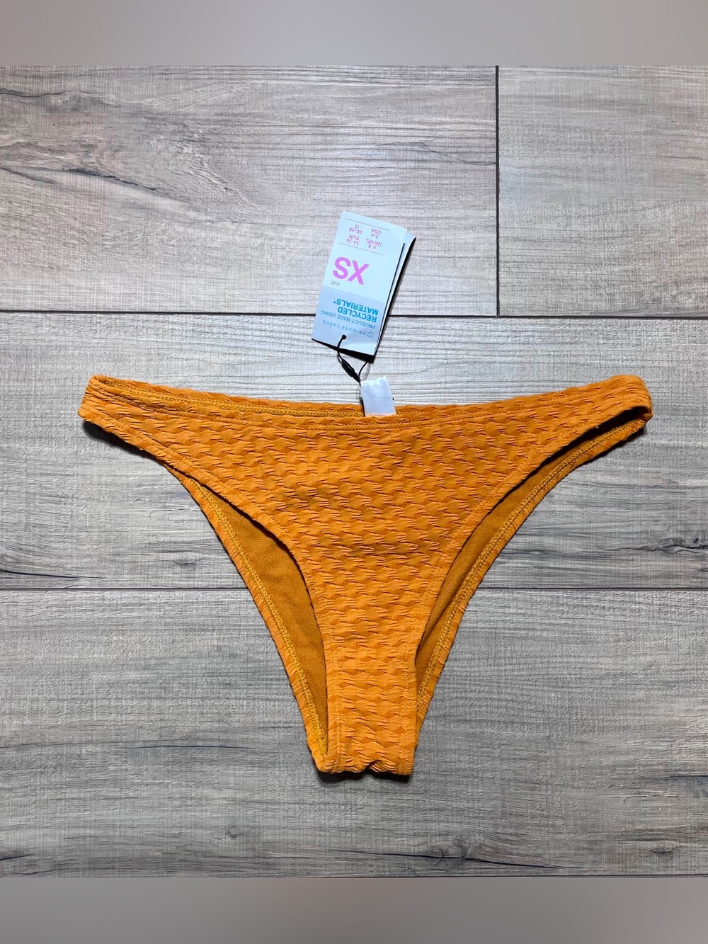 Primark Cares Women's Textured Bikini Swim Bottom Size XS 2/4 Dark Yellow